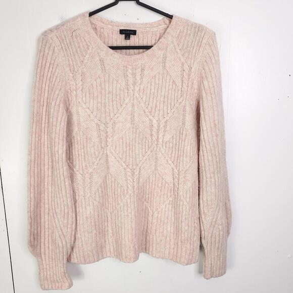 Talbots Sweater WOmens Small Light Pink Pointelle Knit Crew Neck Soft Cozy - Picture 1 of 7